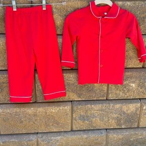 RED WITH WHITE PIPING CHRISTMAS PAJAMAS
